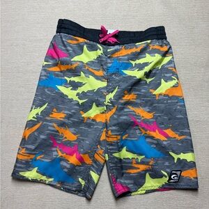 Laguna Kids Swim Trunks L 14/16- Gray with Multicolor Sharks